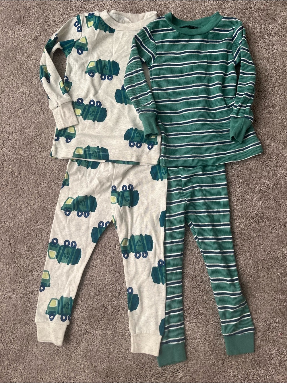 Carter's Green Truck Print & Green Striped 2-Pack Pajama Set